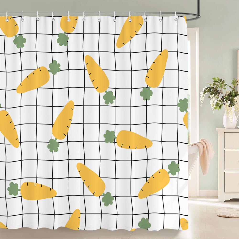 Современная занавеска для ванной с лимонами из свежих фруктов, водонепроницаемая тканевая занавеска для душа с 12 крючками, экран для ванны для ванной комнаты, домашний декор