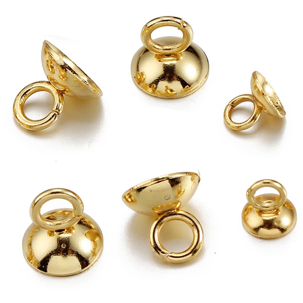 20pcs Gold Color Stainless Steel Beads End Caps Pearl Beads Charms Pendants for DIY Earrings Necklace Jewelry Making Components