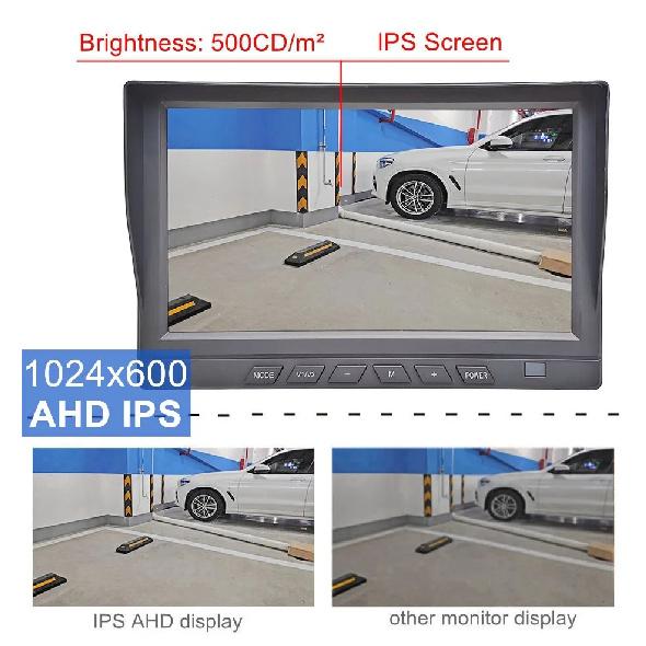 DIYKIT 1024x600 7" AHD IPS 2CH Rear View Car Monitor Support 720P 1080P AHD CVBS Car Camera Video Recording