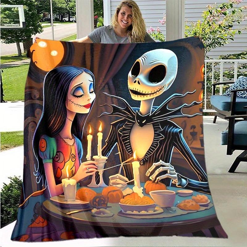 1pc The Nightmare Before Christmas Printing Blanket - Soft, All-Season Throw for Living Room, Bedroom, Personalized Gift with Adorable Cartoon Design