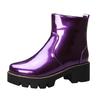 (SU)Women Thick Heel Boots Solid Leather Single Boots Casual Snow Shoes