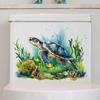 Sea World Turtle Toilet Sticker Removable Self-adhesive Waterproof PVC Living Room Wall Art Bathroom Toilet Lid Decoration Decal