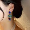 Серьги-капли с синим цветком из циркона, французские легкие, роскошные, высококачественные серьги-гвоздики, индивидуальный дизайн, женские серьги