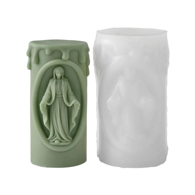 Nativity Embossed Cylinder Silicone Candle Mould Food Grade Silicone For Making Candle Soap Chocolate Holiday Decoration