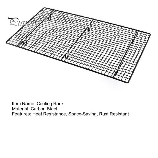 Охлаждающая стойка для выпечки 18x10 дюймов, охлаждающая стойка из углеродистой стали для тортов, печенья, барбекю, термостойкая и экономящая место, нескользящая решетчатая кухонная полка
