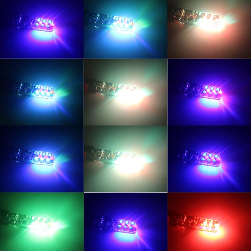2 шт./комплекты T10 RGB W5W Светодиодные лампы COB 194 168 Пульт дистанционного управления Силиконовые Автомобильные внутренние лампы для чтения Клиновые лампы Габаритные лампы 7