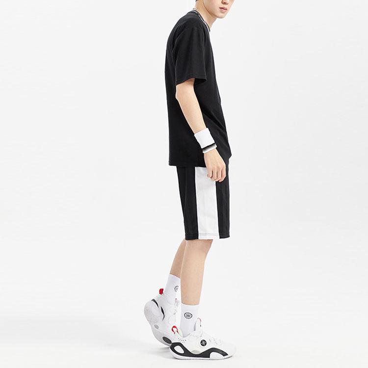 Li-Ning Повседневная свободная футболка Wade Series с короткими рукавами и принтом, мужские топы, черные AHSQ159-1