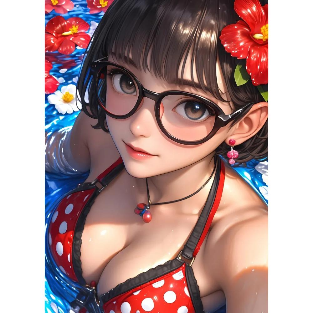 Fashion Sexy Girl in Pool Posters Anime Cartoon Japanese Style Prints Canvas Painting Wall Art Pictures Home Living Room Decor
