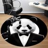 1pc Panda Print Chair Carpet for Office, Round Polyester Mat, Indoor Decor for Office, Washable Non-slip Carpet yy251219074