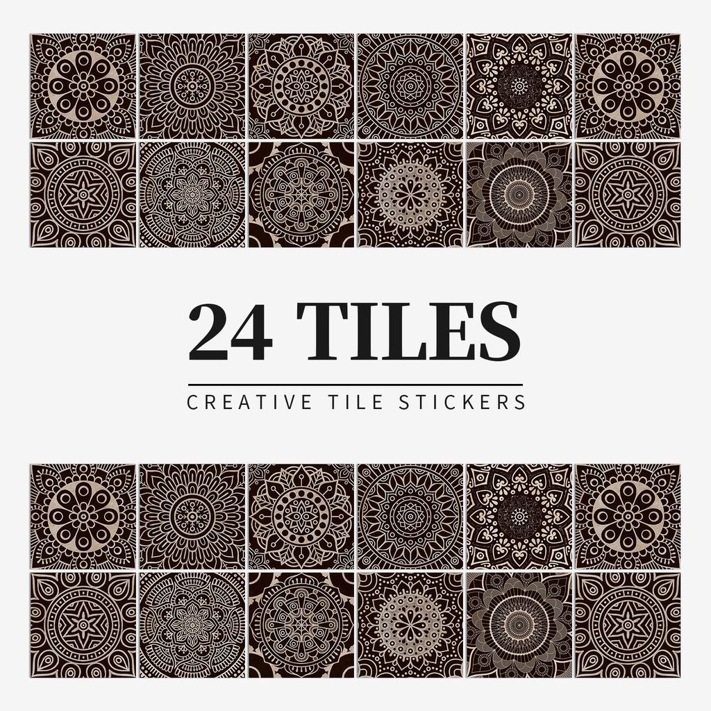 24 Pieces European Pattern Self-Adhesive Tile Sticker Waterproof And Oil-Proof Kitchen Bathroom Wall Decoration Matte Film Pvc Wall Sticker