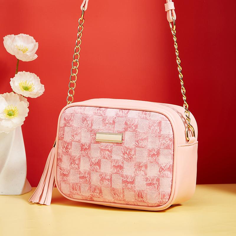 Yogodlns Shell Bag Stylish Plaid Design Shoulder Bag Storage Chic Crossbody Pocket for Women Vintage Tassel Messenger Bag Small Handbags