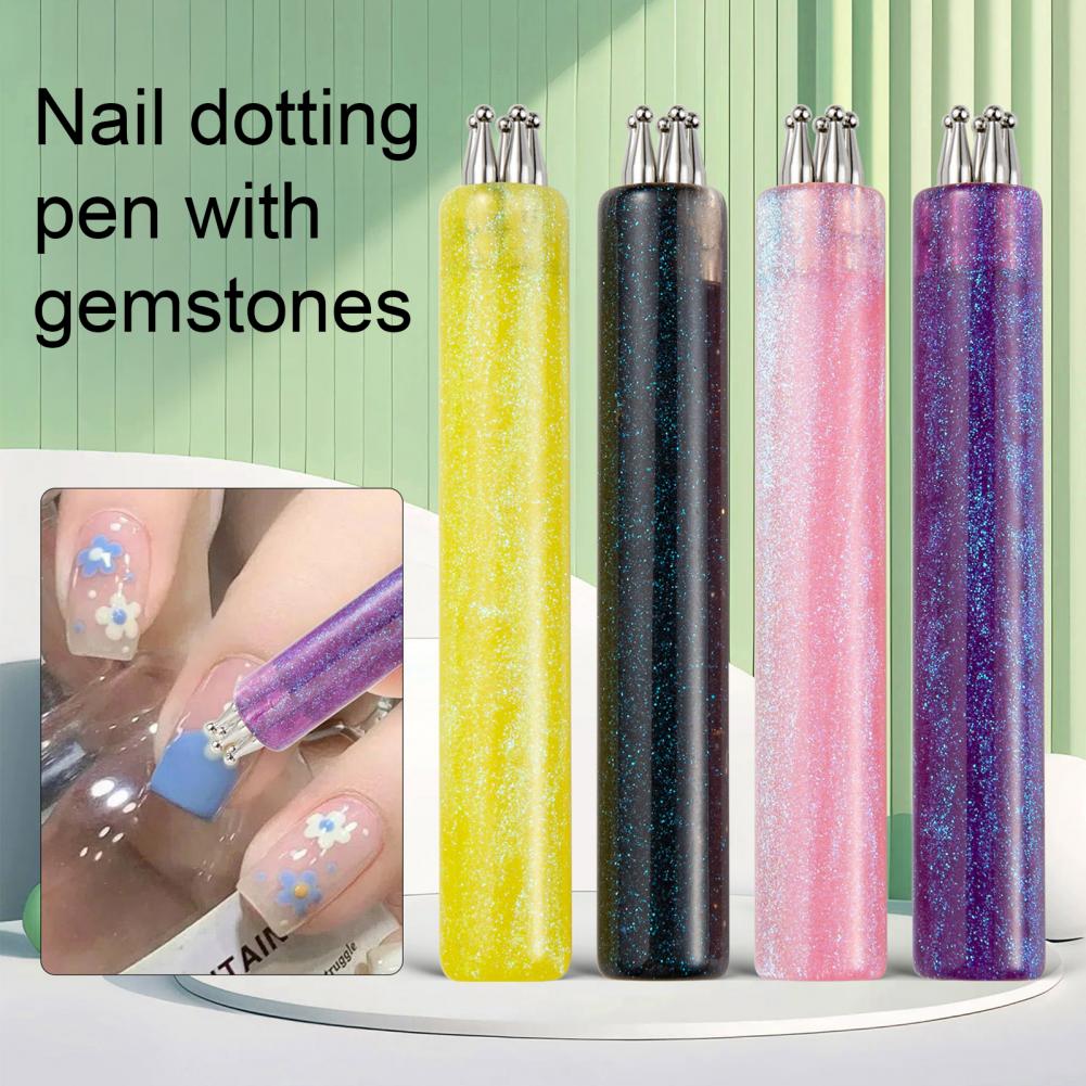 1/4Pcs Flower Nail Dotting Pen 5-Petal Flower Nail Design Ballpoint Pen with Stainless Steel Ball DIY Manicure Art Tools