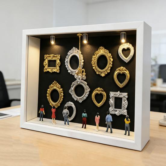 DIY Мини-музей Силуэтная коробка с маленькими рамками Фигурка Свет Персонализированная фоторамка Шкатулка для теней Декор на годовщину Свадьбу День рождения