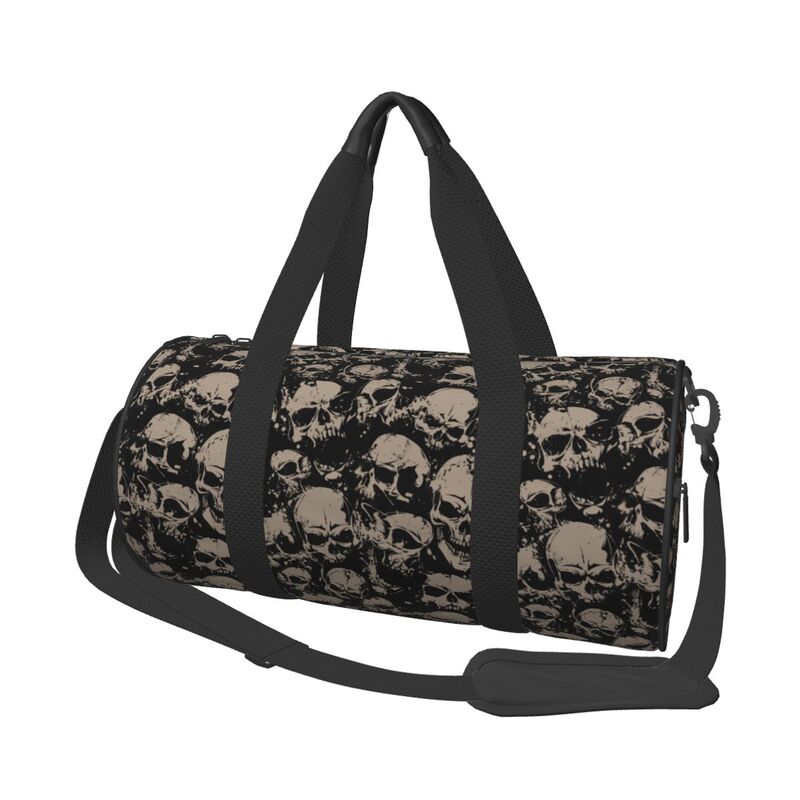 Retro Grunge Skulls Print Travel Duffel Bags Unisex Foldable Waterproof Carry on Luggage Bag Lightweight Yoga Gym Sports Bag