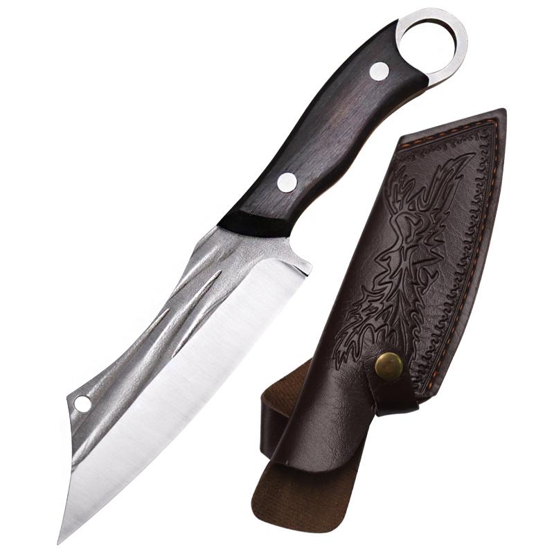 Кухонные ножи из нержавеющей стали для нарезки фруктов, кованые профессиональные поварские ножи для обвалки мяса, мясницкий нож-тесак с деревянной ручкой