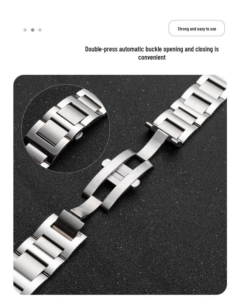 Запасной ремешок из нержавеющей стали для Cartier Ballon Bleu - Мужской и женский браслет для часов с выпуклым креплением