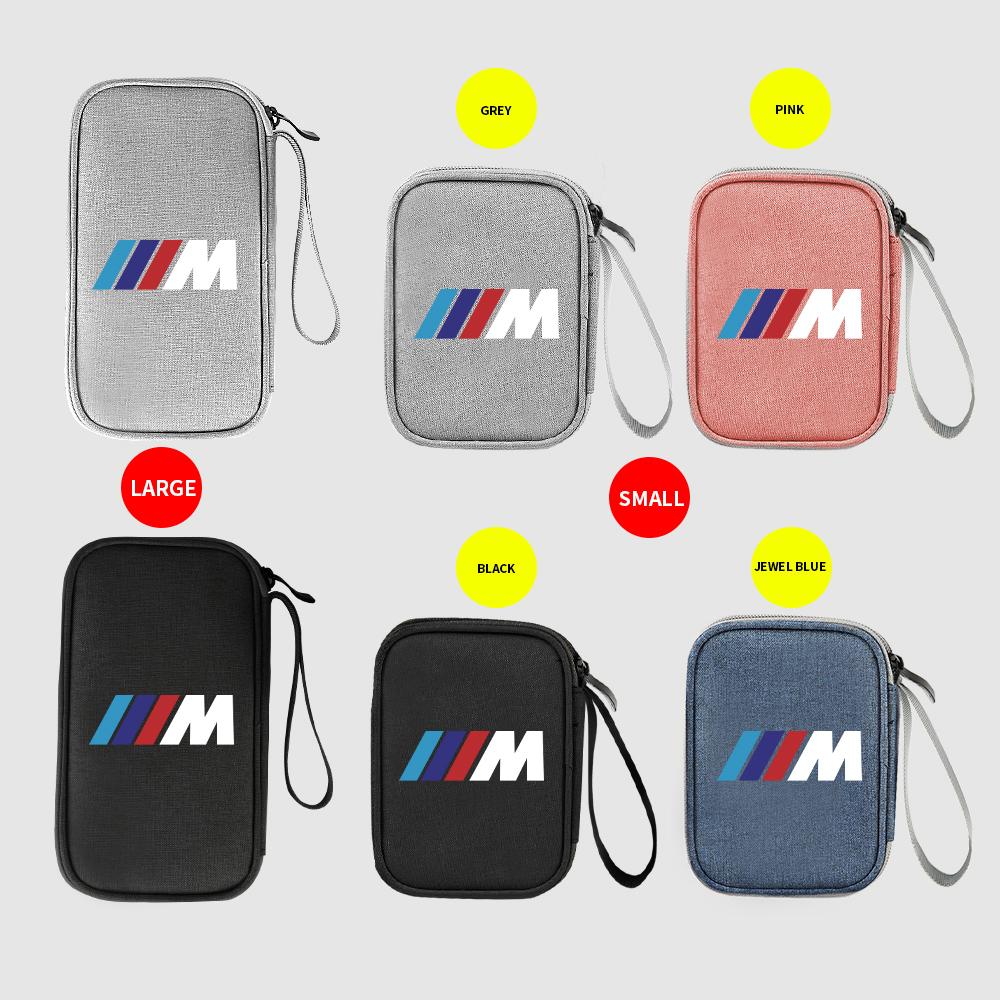 For BMW M Performance Logo Emblem Portable Car Travel Key Driver's License Earphone USB Storage Bag Waterproof Oxford Organizer XN9