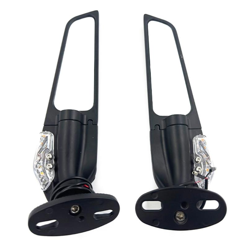 Motorcycle Modified LED l Rearview Glass Sport Motorcycle Left Right Side Wing Glass with LED Lights Replacement