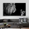 Черно-белый постер с изображением животных Лев и маленькая кошка, холст, картина, настенные художественные картины для гостиной, домашний декор, Cuadros Decorativos