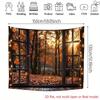 1Pcs Autumn Leaves Window View Forest Scene Decoration Background Fall Backdrop Decorations For Photo Studio Photo Booth Party