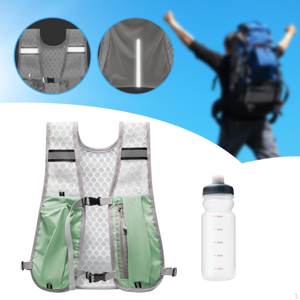 Походный жилет-рюкзак с 500 мл бутылкой для воды, светоотражающий дизайн, многоцелевой, дышащий для