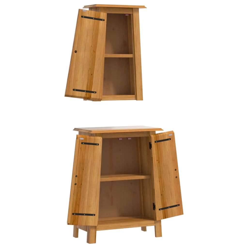 2 Piece Bathroom Furniture Set Solid Pine Wood