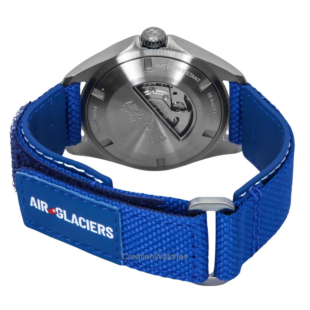Hamilton Мужские часы цвета хаки Aviation Pilot Air-Glaciers Edition с текстильным ремешком и синим циферблатом H64655941 100M