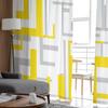 Art Geometry Yellow Grey Bedroom Transparent Sheer Curtains Holiday Decoration Window Voile Tulle Curtain
