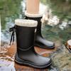 Women's Medium and High Rain Shoes Rain Boots Waterproof, Non-slip and Warm Fishing Work Four-season Boots Takeaway Rubber Shoes Water Boots