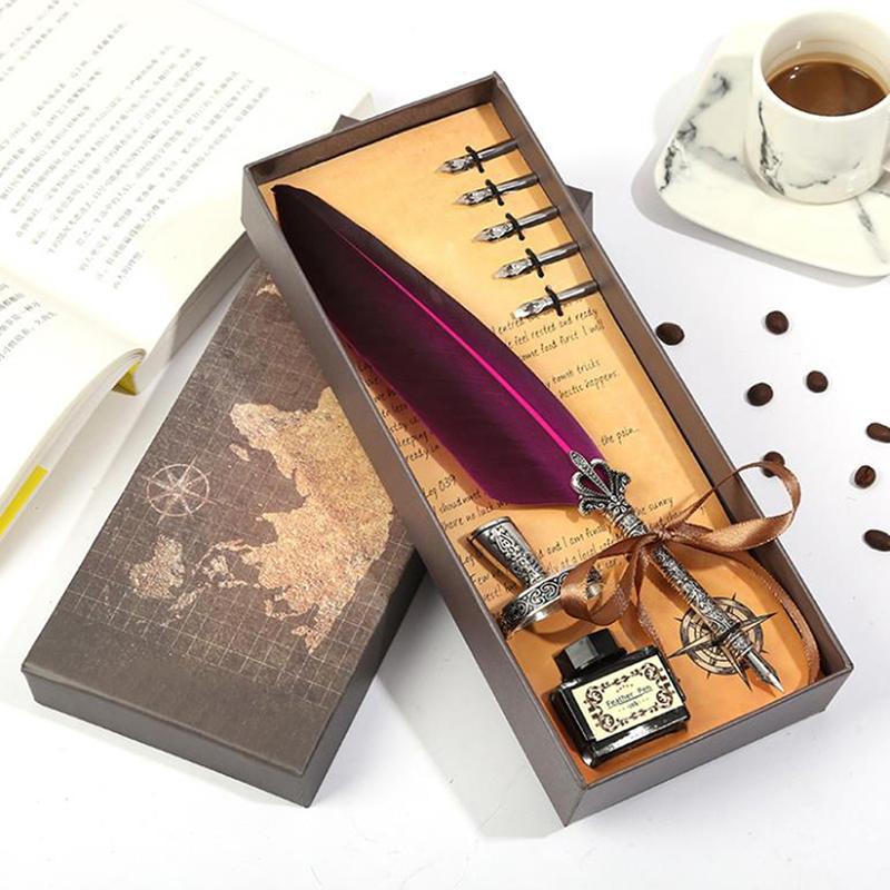 1 комплект ретро-ручки для письма, винтажная ручка для каллиграфии с перьями, набор чернил для письма