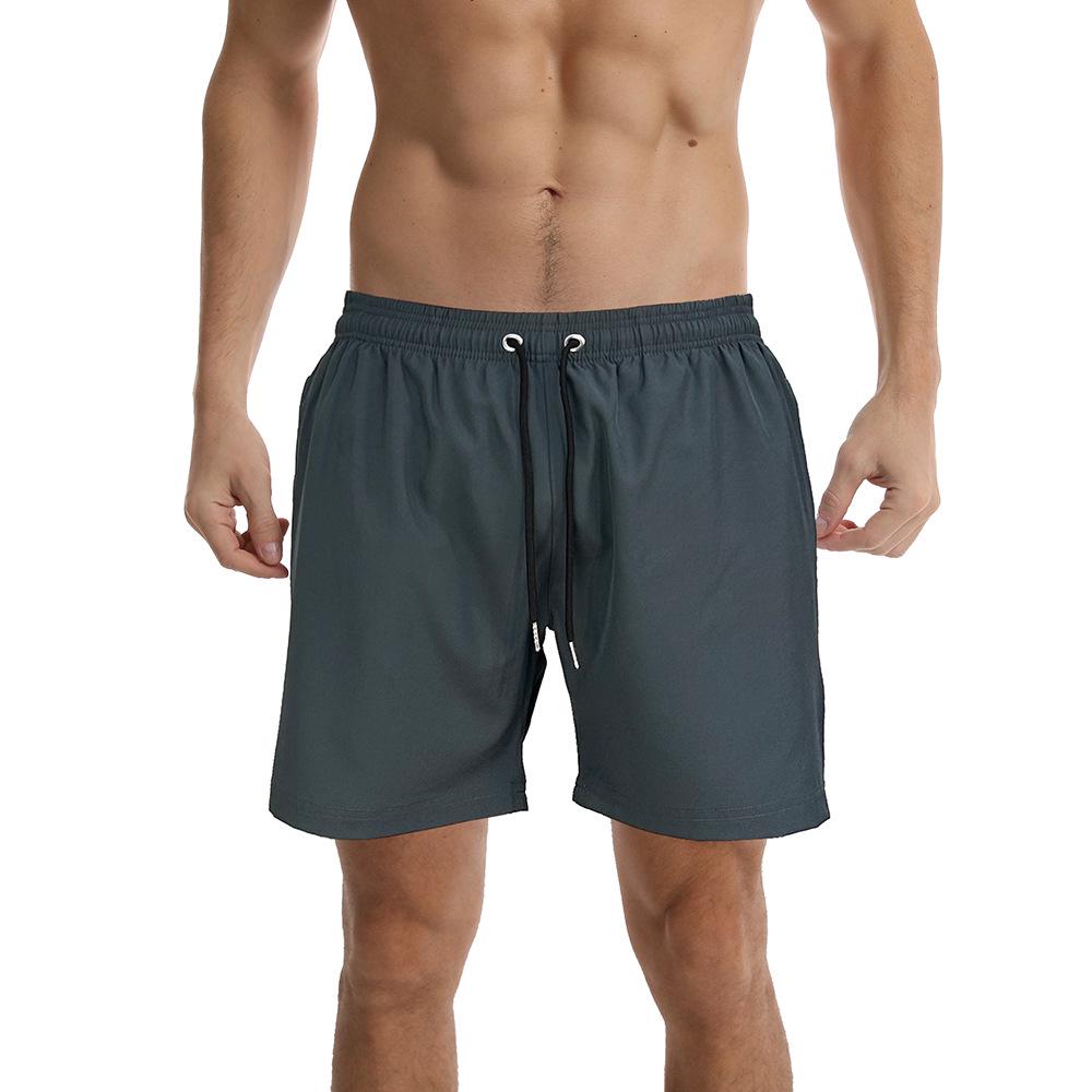 Men's Quick-Dry Stretch Casual Sport Shorts - Solid Color, Summer 2025, Four-Way Stretch, Beach-Ready, Loose Fit