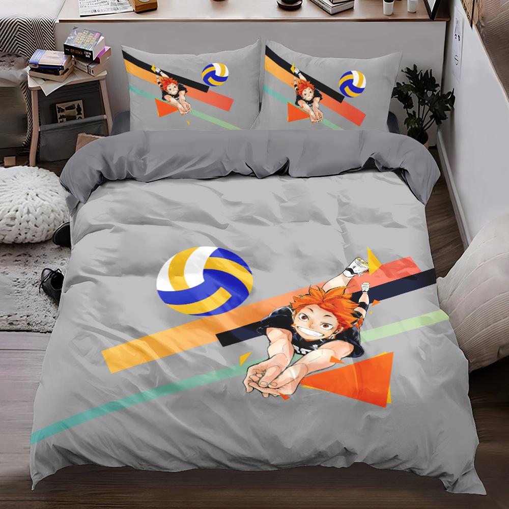 Volleyball Boys Duvet Cover Bedding Set Cartoon Comforter Cover, Microfibre Duvet Cover Set With Zipper Ties for Boy's Bedroom