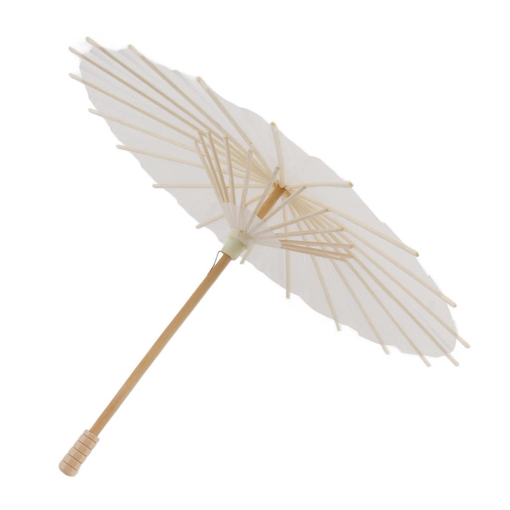 Kids Paper Parasol Bamboo and Paper Chinese Style Elegant White DIY Paper Umbrellas for Decoration