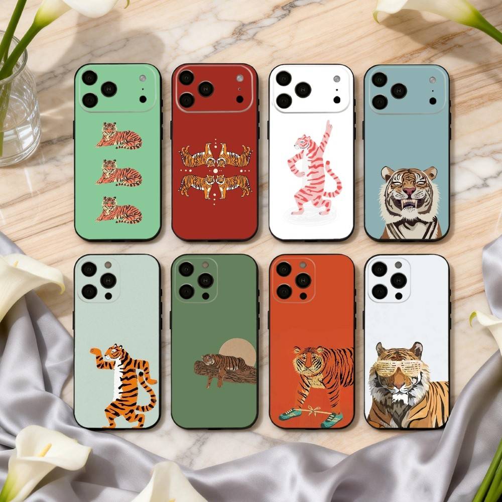 Милый арт с тигром Чехол для телефона Силиконовый Мягкий Для IPhone 17pro 16 15 14 13 12 11 X XR Plus Pro Max Plus