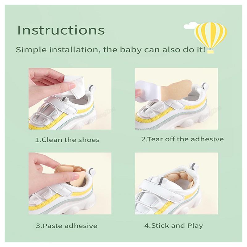 Защита пяток Детская обувь Подушки для каблуков Подушечки для обуви для детей Наклейки Вставки Регулируемый размер Стельки для обуви Обезболивающие средства для ног