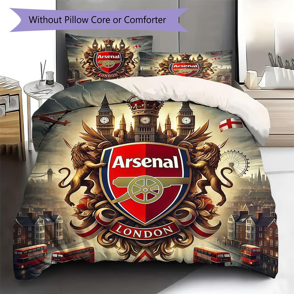 Arsenal F Pattern Bedding,Quilt Set Quilt Cover Pillowcase Home Birthday Gift(1 * duvet cover + 2 * pillowcase, without core)