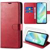 Protective Case - BOOLING - for Samsung Galaxy A16 4G/5G - Red Synthetic Leather - 2 Tempered Glasses - Shockproof