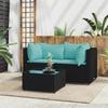 VidaXL Garden Lounge Set 3 Pcs with Cushions Black Wicker, Outdoor Lounge Set, Furniture Set 319795