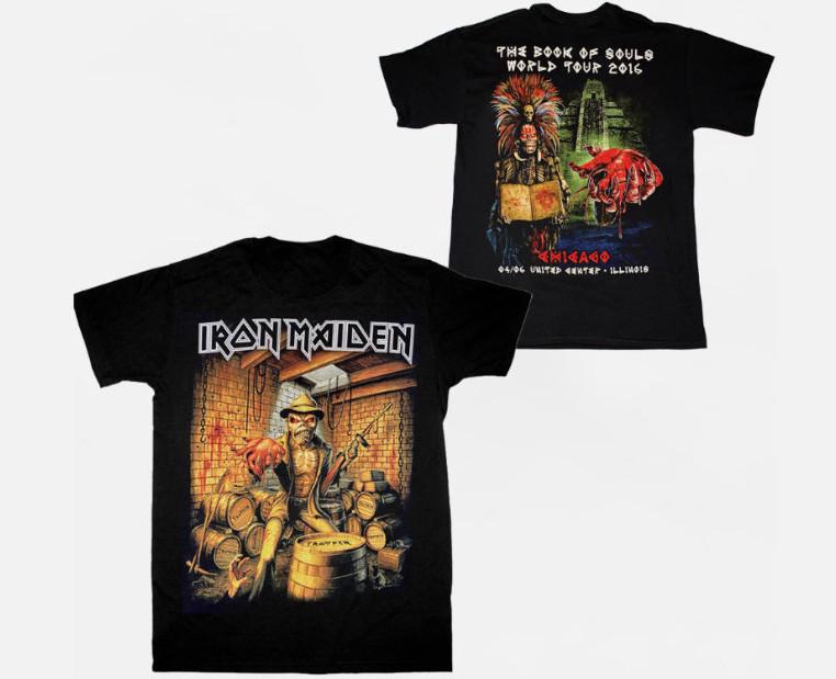 Футболка Iron Maiden 2016 Chicago Tour | Двусторонняя футболка концертной группы унисекс