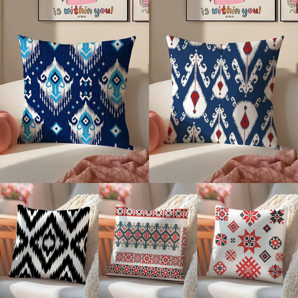 Retro Art Pattern RRussian shading Cushion Cover Pillowcase Short Plush Invisible zipper Room Sofa Cushion Cover
