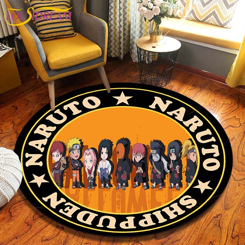 Круглый ковер в стиле аниме «Наруто», напольный коврик для спальни, фланелевый ковер с животными, противоскользящий детский игровой коврик, декоративные коврики для детской комнаты