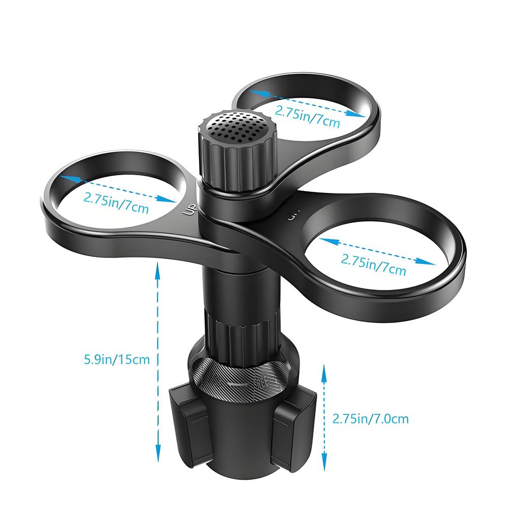 Universal 360° Rotating Cup Holder Expander, Adjustable Car Drink Adapter for Oversized Cups Fits Most Vehicles