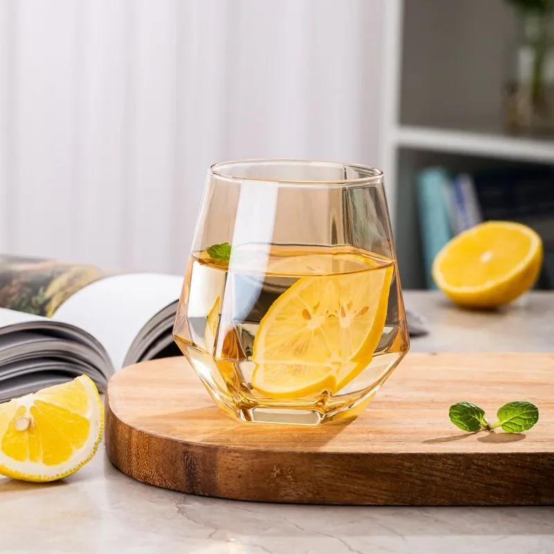 300ml Hexagonal Edge Wine Glasses Transparent Cocktail Glass Party Bar Club Banquet Drinking Ware Champagne Lemon Water Cup