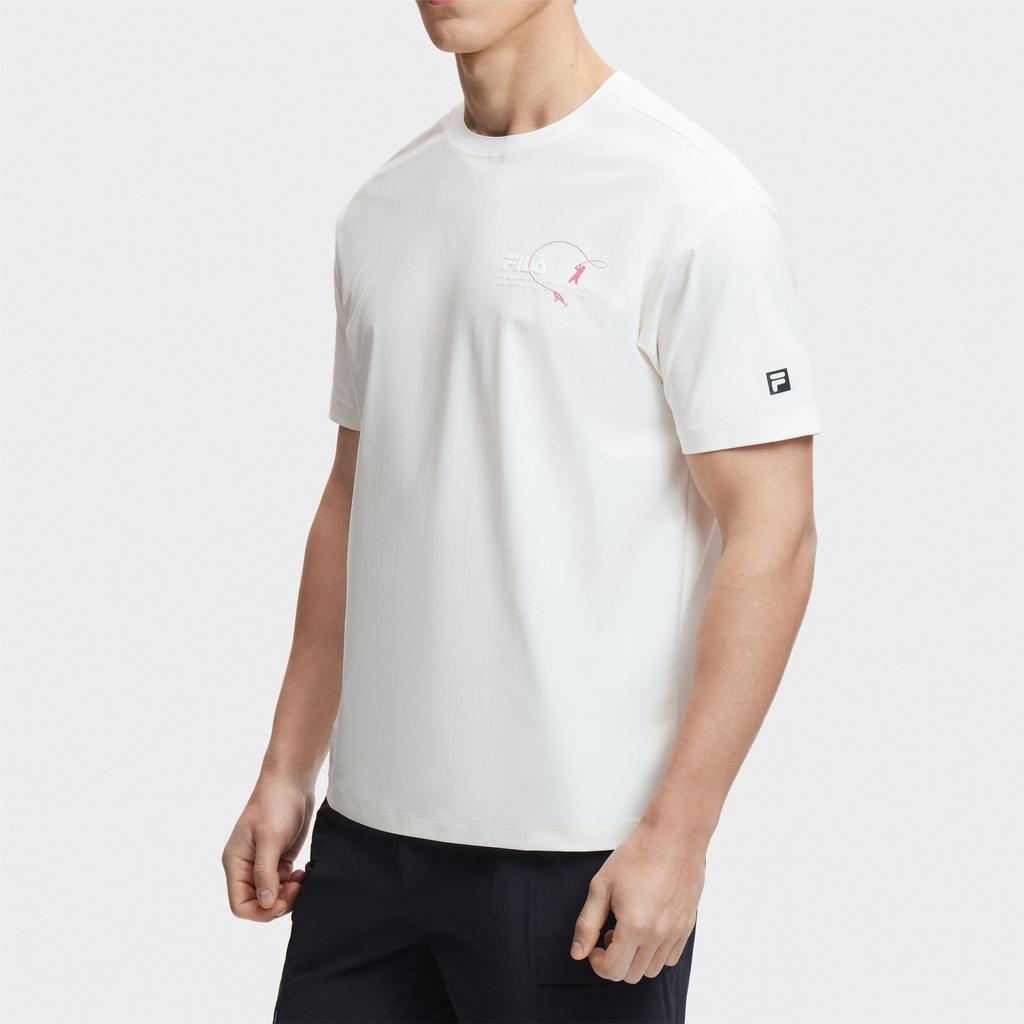 Fila Футболки Мужские Белые С Круглым Вырезом Умеренный Прямой Крой A11M427109FWT