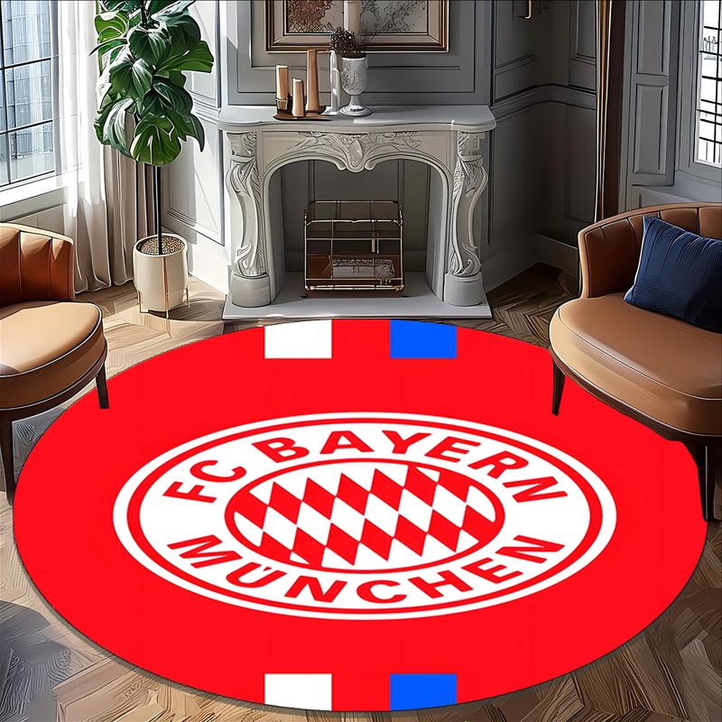 1pc B-Bayern Munich Carpet, Round Rug, Comfortable, Suitable for Entryways, Living Rooms, Office, And Bedrooms, Christmas Decoration