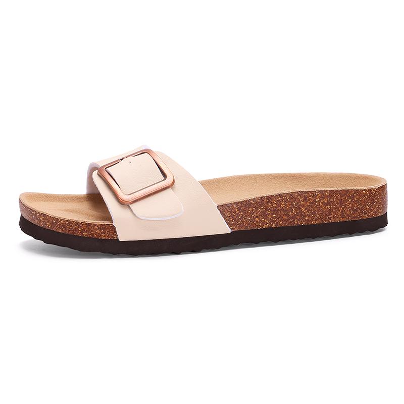 Fashion Comwarm Summer Women's Flat Sandals Gradient Cork Slippers Fashion Cork Flip Flops Women Outdoor Beach Shoes With Double Buckle