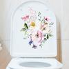 Toilet Lid Sticker Strong Stickiness PVC Waterproof Easy-peel Flower Theme Toilet Seat Decal