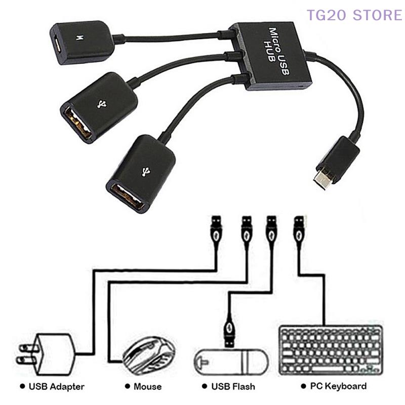 3in1 Micro USB To 2 OTG 3 Port HUB Cable Splitter Micro-USB Type-C Adapter Converter For Tablet Android Mouse Keyboard 3