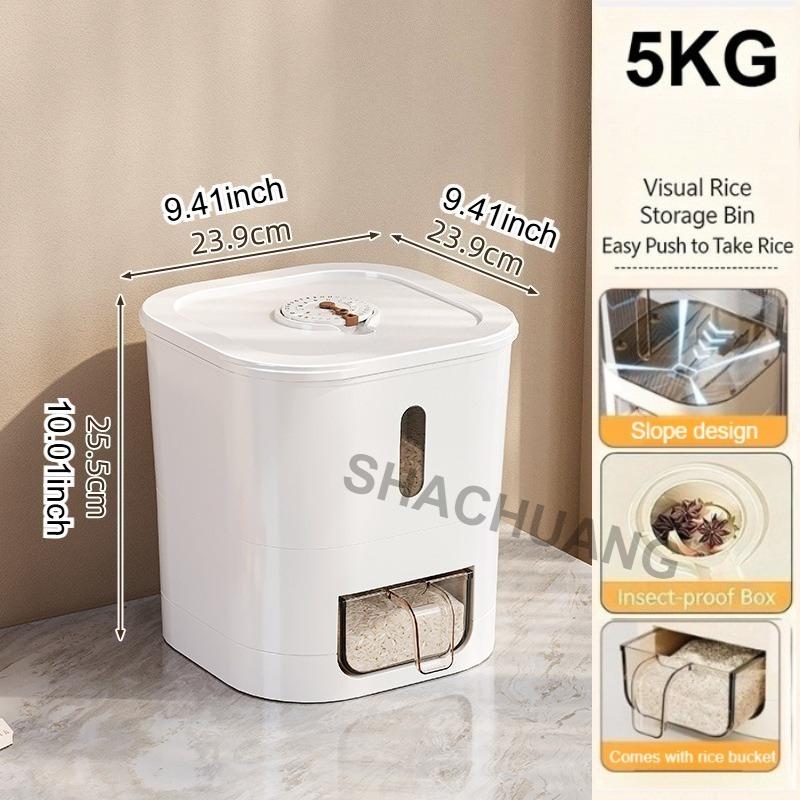 5kg/10kg High Capacity Automatic for Rice Dispenser with Cup,Moisture-proof and Sealed Rice Storage Container,Kitchen Essentials