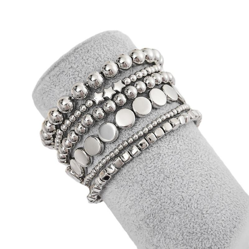 Ручная работа бисерная цепочка ювелирные изделия металл ветер личность геометрический универсальный сплав многослойный браслет женщины